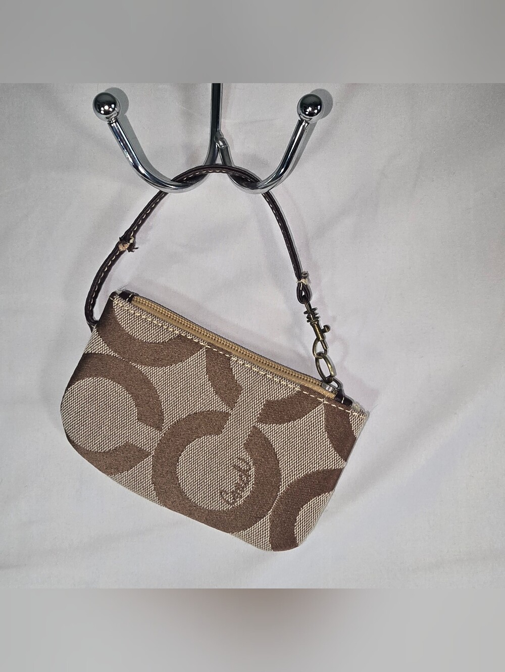 Coach Brown Signature Canvas Wristlet